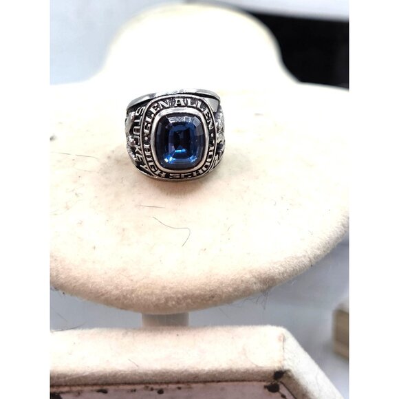 Mens Glen Allen High School Ring With Blue Stone Silver Tone Ultrium Metal-Tone - Picture 8 of 9